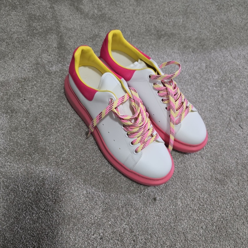 Alexander McQueen White and Pink Sneakers